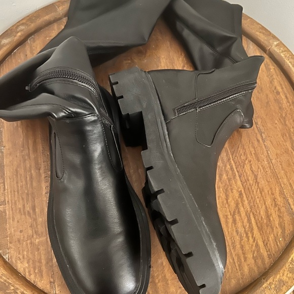 ZARA | Boots Black Above The Knee Moto Style - Picture 6 of 13